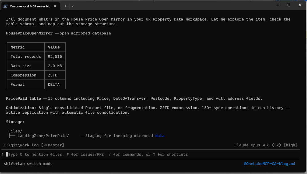 Agent AI tự động tạo tài liệu cho một mirrored database trong OneLake chỉ từ một câu lệnh ngôn ngữ tự nhiên.
